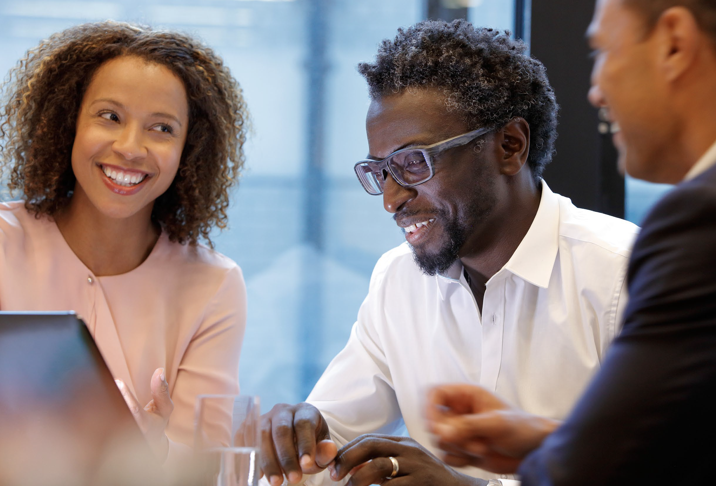 Business team collaborating in a modern office